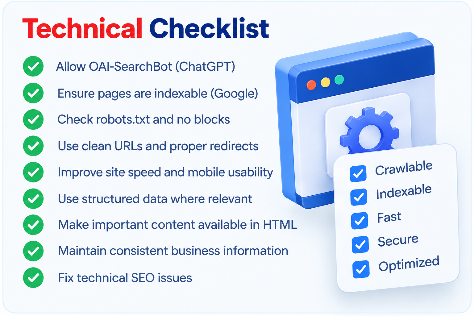 Technical SEO and AI search visibility checklist
